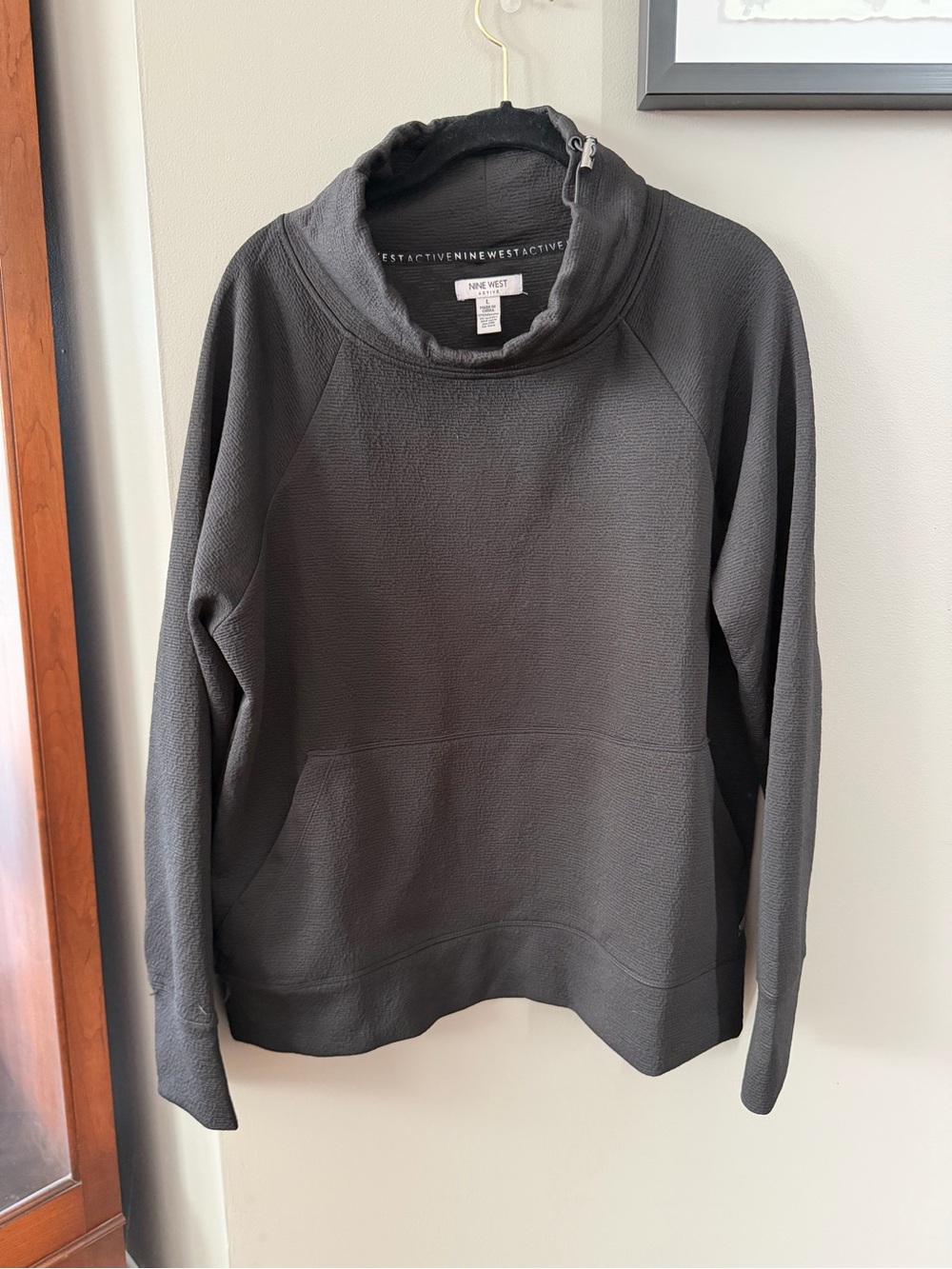 Nine West Charcoal Cowl Neck Pullover. Size Large